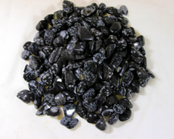 Pile of Tumbled Black Snowflake Obsidian Stones