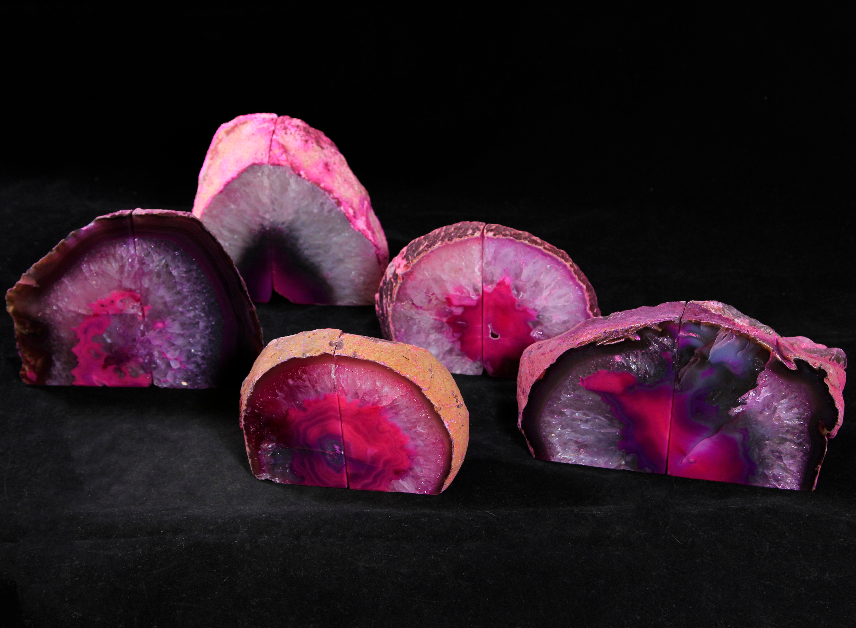 Five Pairs of Medium Pink Agate Bookends