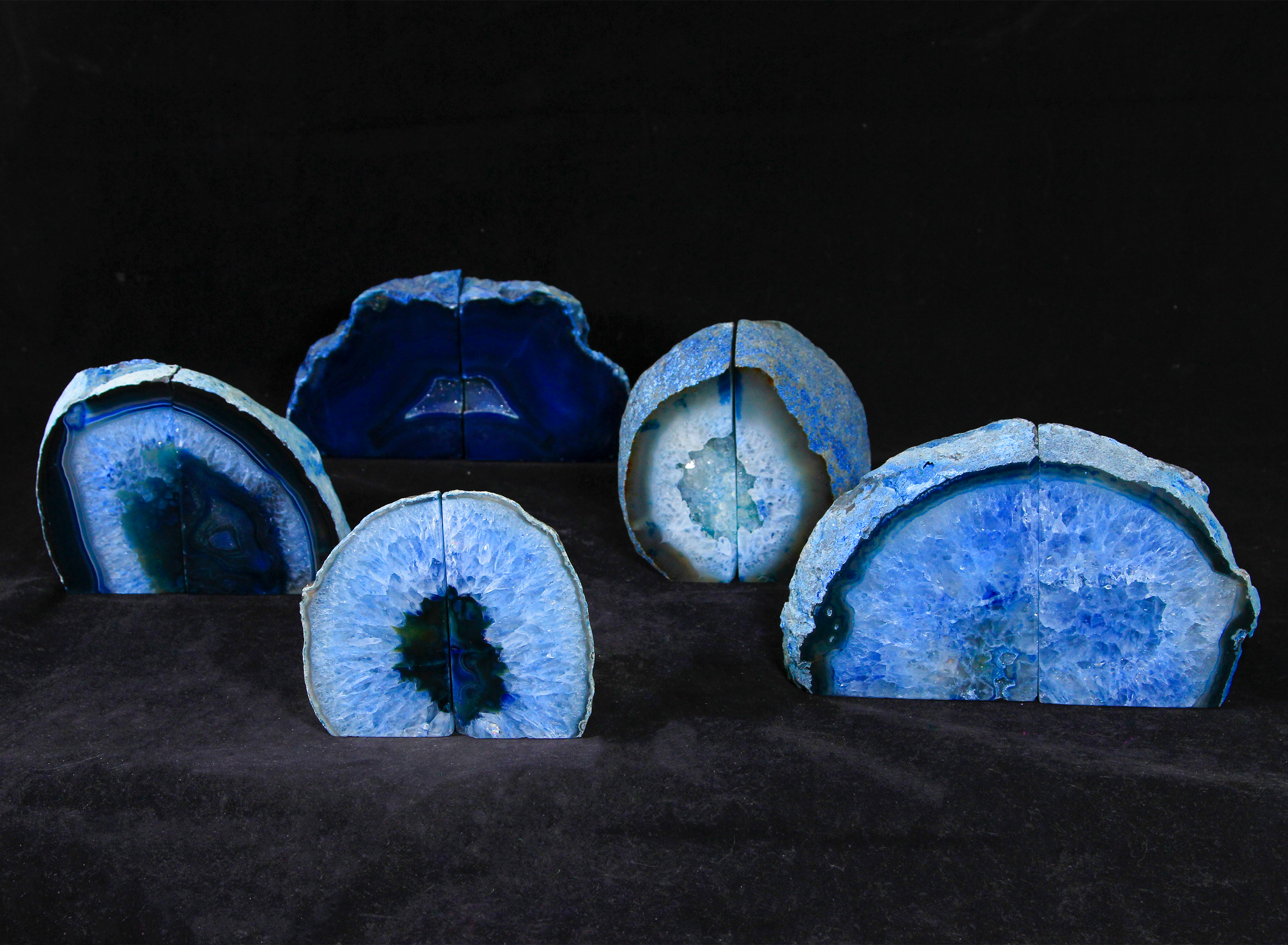 Five Pairs of Medium Blue Agate Bookends