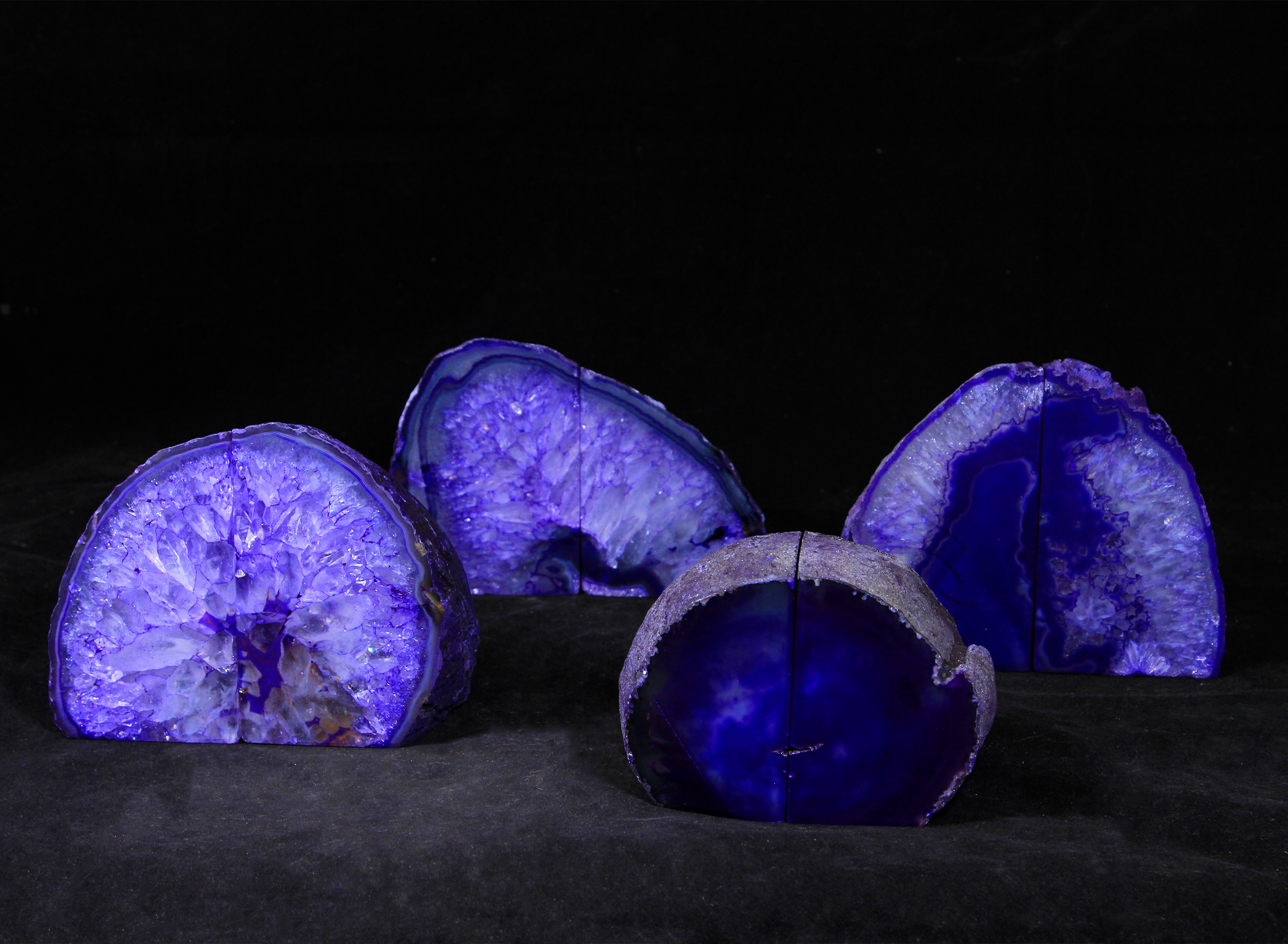 Four Pairs of Medium Purple Agate Bookends