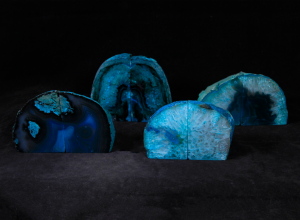 Four Pairs of Medium Teal Agate Bookends