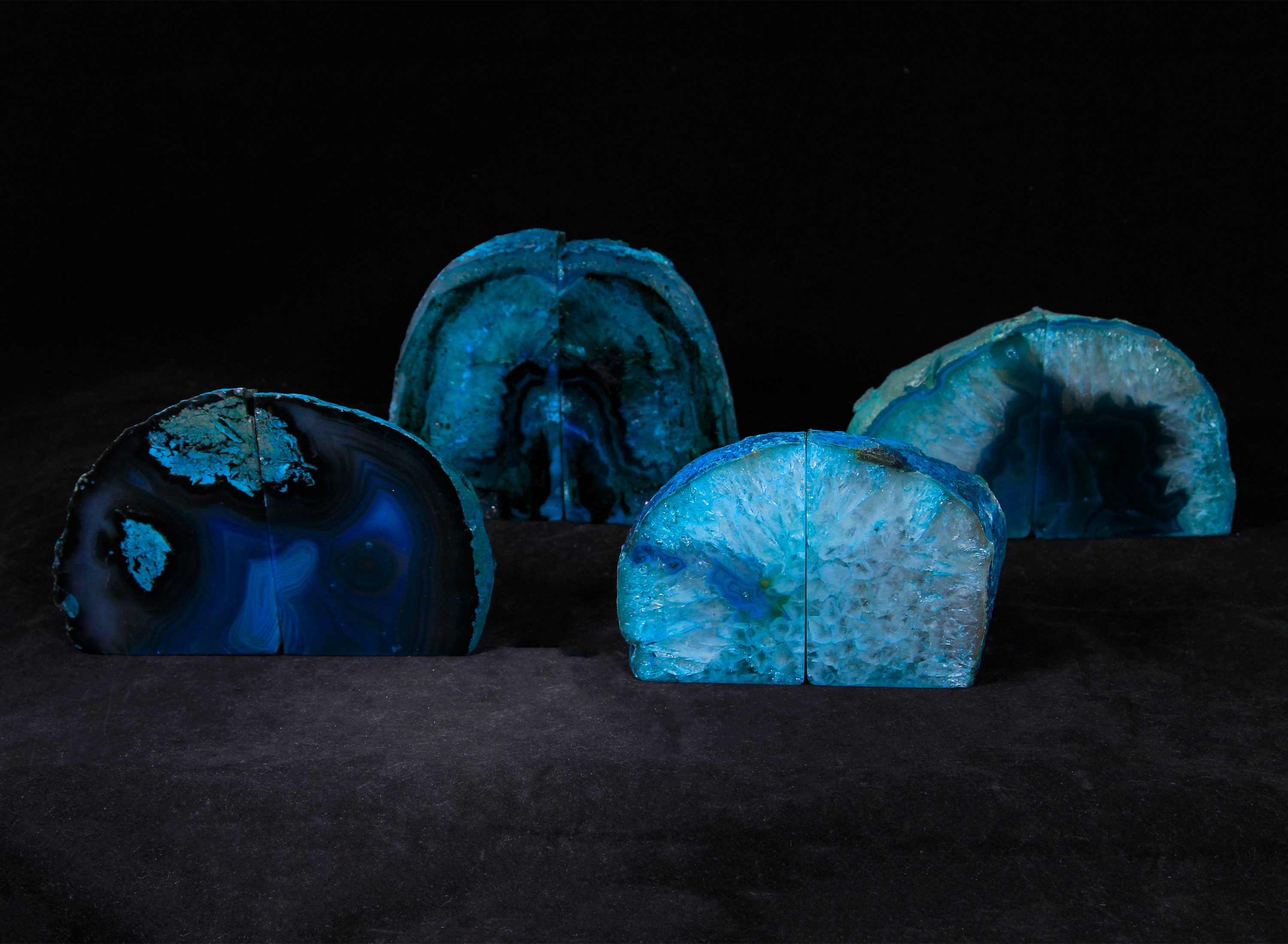Four Pairs of Medium Teal Agate Bookends