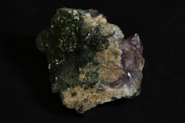Small Purple Amethyst Crystal Cluster in green rock matrix
