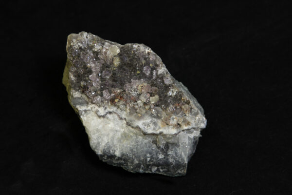 Light Purple and White Amethyst Crystal Cluster embedded in green rock matrix