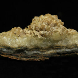 Small Yellow Amethyst Crystal Cluster in green rock matrix