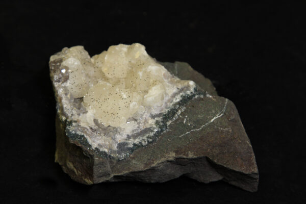 Small White Amethyst Crystal Cluster in green rock matrix