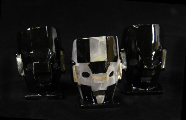 Set of three black and white decorative crystal masks