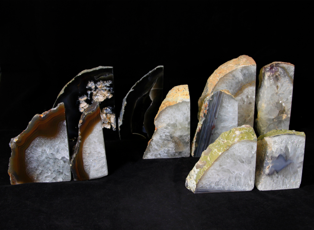 natural agate bookends