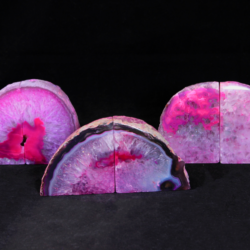 Three pairs of Small Matching Pink Agate Gem Bookends