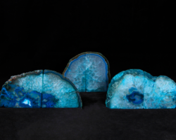 Three pairs of matching small teal Agate bookends