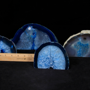 Blue Dyed Agate Bookends, Small