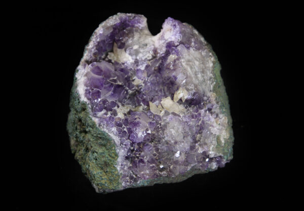 Purple and white Amethyst Crystal Cluster with green rock matrix