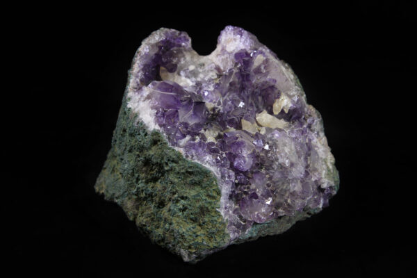 Purple and white Amethyst Crystal Cluster with green rock matrix