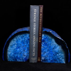 Blue Dyed Agate Bookends, Large