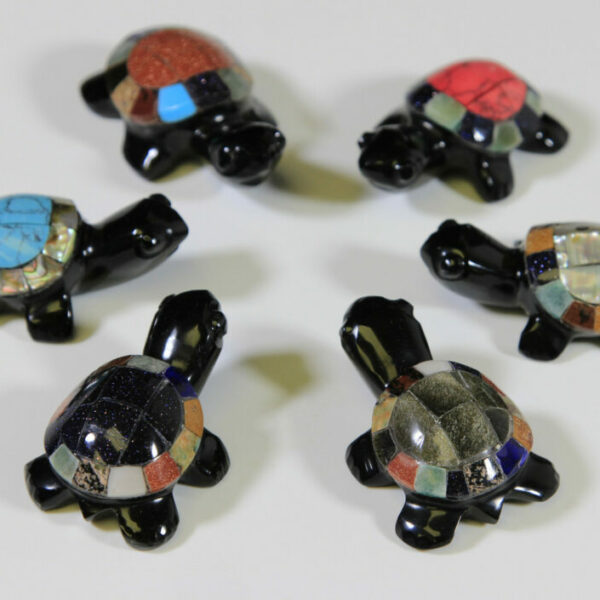 Assorted Inlaid Obsidian Turtle (One Turtle)