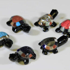 Assorted Inlaid Obsidian Turtles