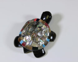 Assorted Inlaid Obsidian Turtle 5" (One Turtle)