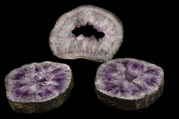 Amethyst Geode Slices with two laying flat