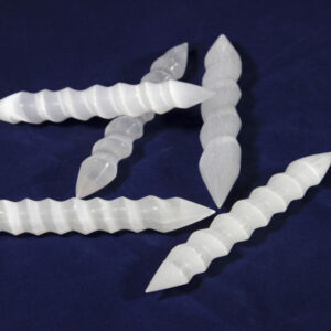 Selenite 6 Inch Double Sided Point Spiral Wands
