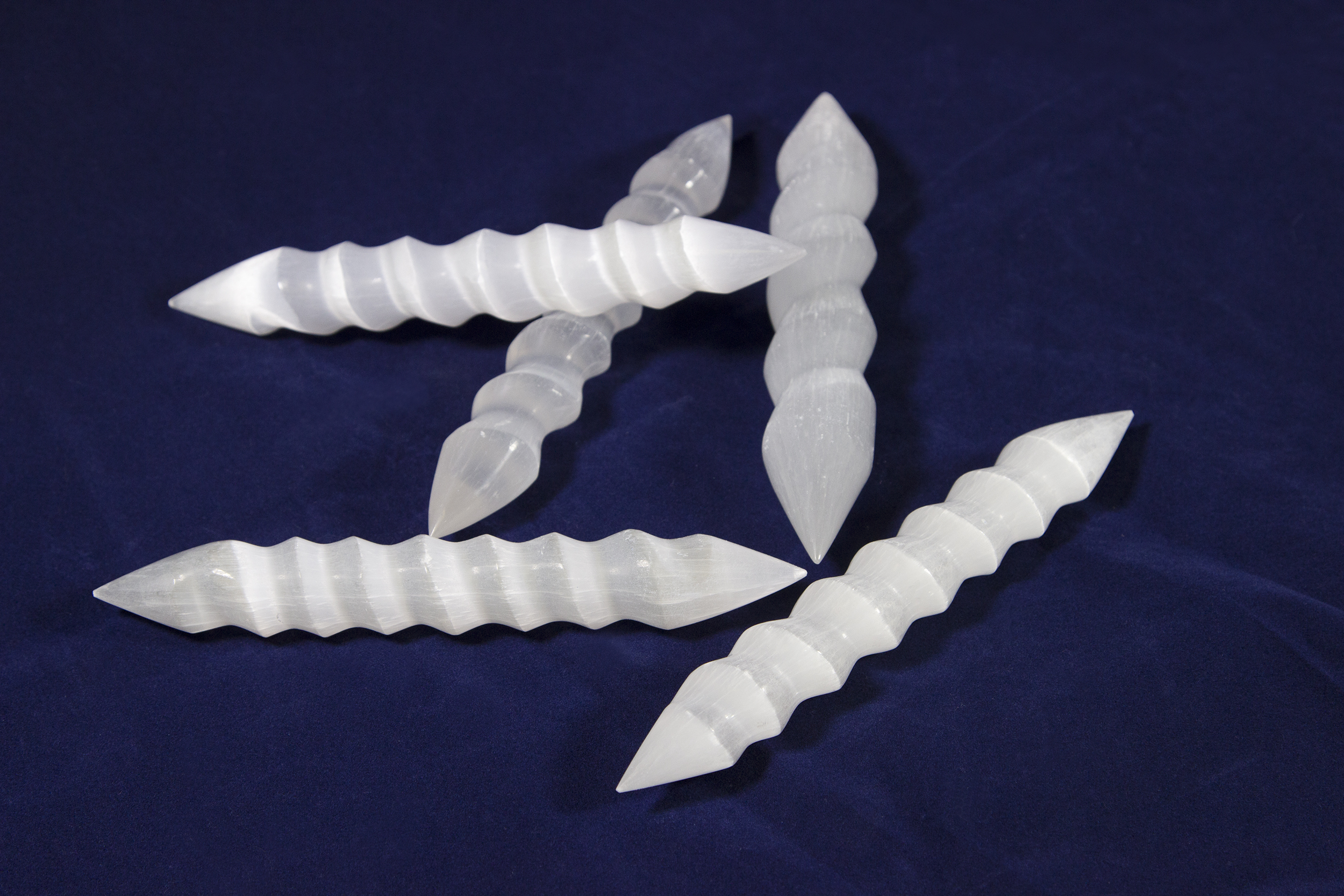 Selenite 6 Inch Double Sided Point Spiral Wands