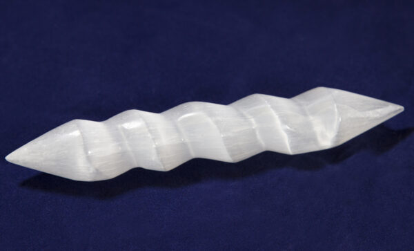 A Selenite 6 Inch Double Sided Point Spiral Wand