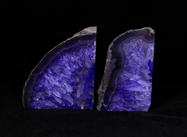 Two Matching Dark Purple Large Agate Bookends