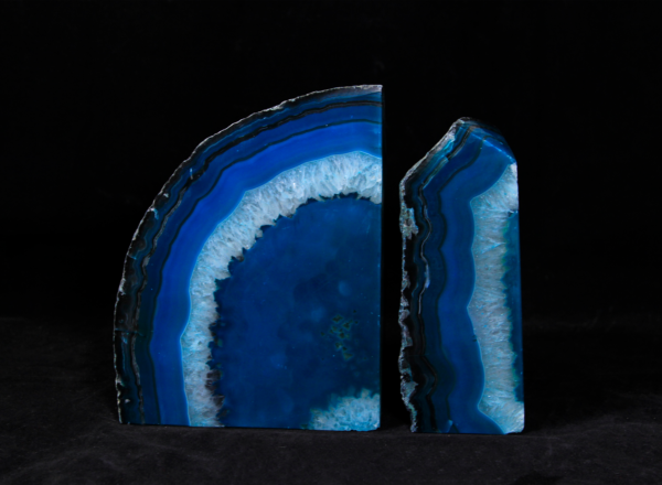 Two Matching Large Teal and Green Agate Bookends