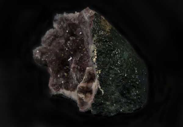 Smokey-colored Amethyst Geode with green rock