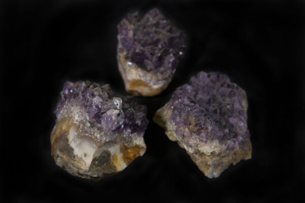 Set of three Purple Amethyst Crystal Clusters