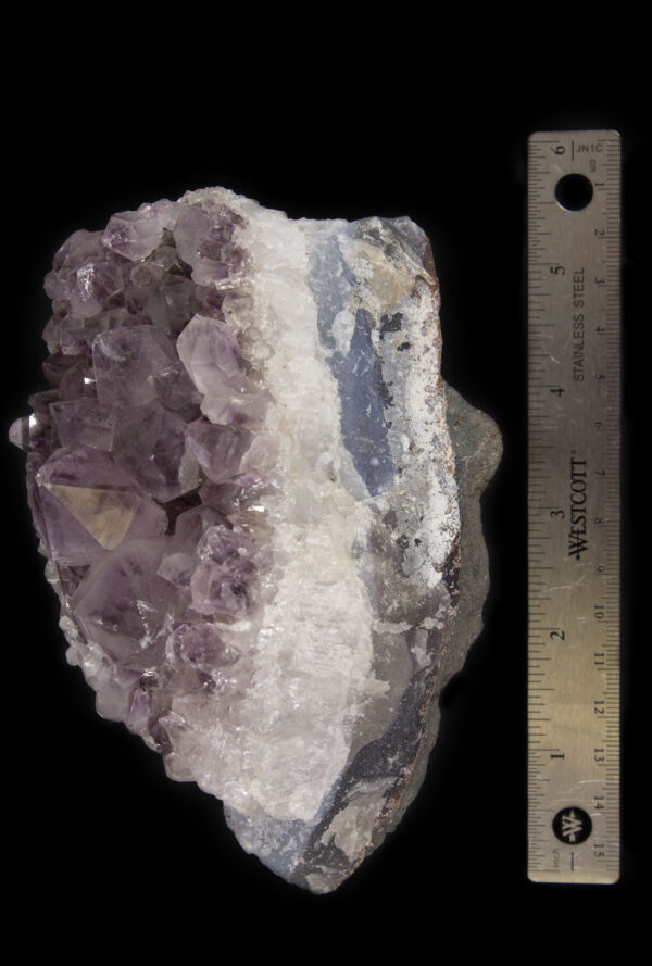 Amethyst Crystal Cluster next to ruler for size comparison