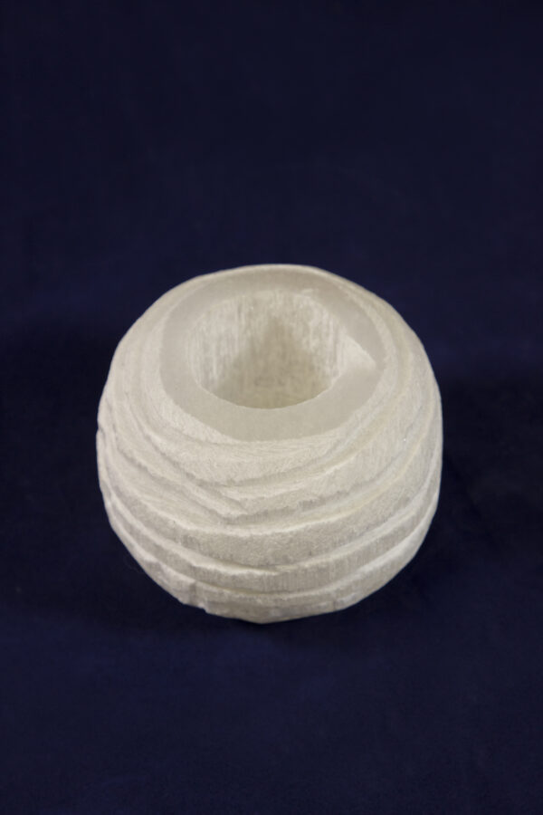 Rounded Rough Selenite Candle Holder top view