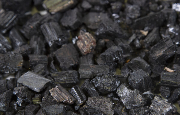 Black Rough Tourmaline Gravel closeup
