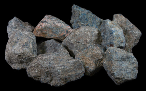 Several 1 to 3 pound Blue Apatite pieces