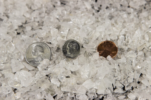 Clear Quartz Gravel with coins for size