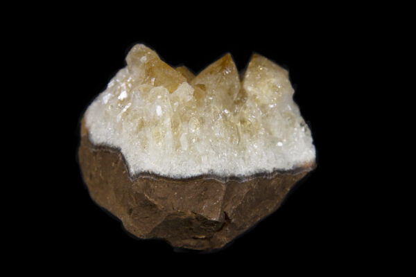 Dark Amber Citrine Crystal side view of brown matrix