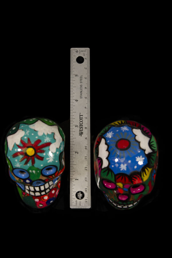 Day of the Dead Handpainted skulls with ruler to show height