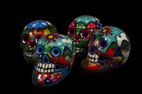 Day of the Dead Handpainted skulls front view