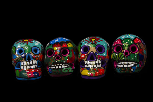 Day of the Dead Handpainted skulls front side view