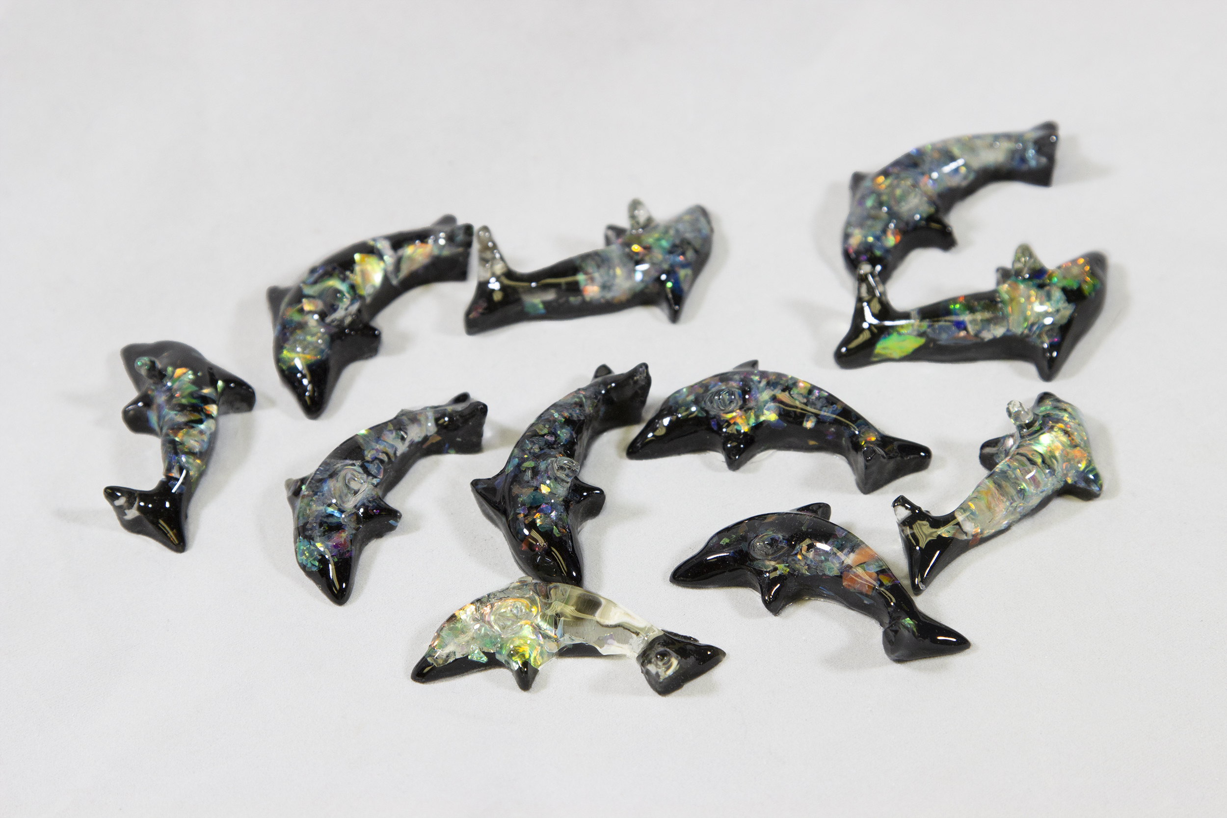 Set of Baby Rainbow Dolphin Precious Mineral Figurines