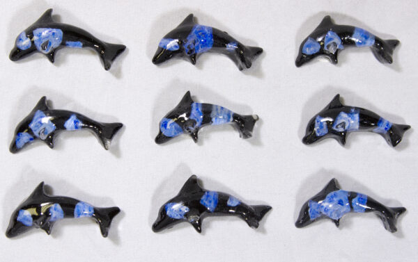 Set of Baby Blue Precious Mineral Dolphin Figurines