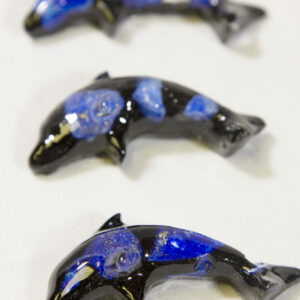 Baby Dark Blue Dolphins - Semi Precious Mineral Figurine