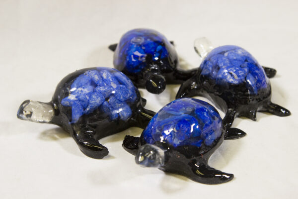 Large Blue Precious Mineral Turtle Figurines view from side