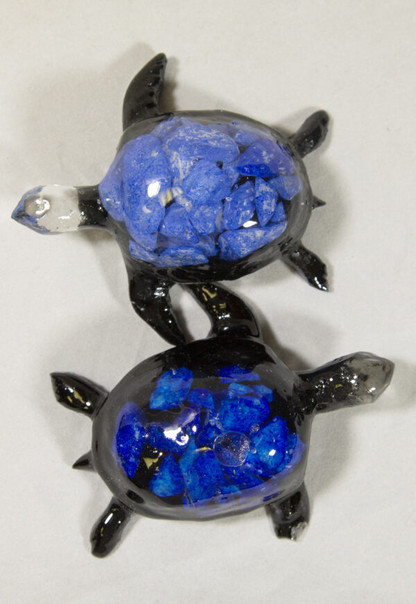 Large Blue Precious Mineral Turtle Figurines view from top