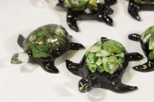 Large Green Precious Mineral Turtle Figurines view from front