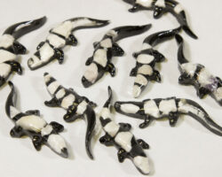 Set of Small White Precious Mineral Alligator Figurines