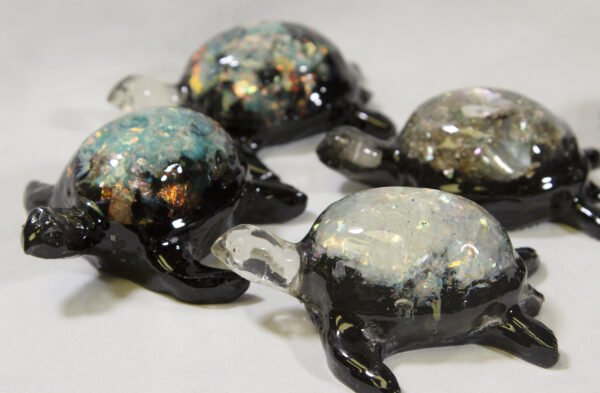 Large Rainbow Precious Mineral Turtle Figurines side view