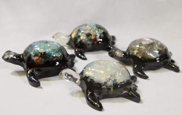 Large Rainbow Precious Mineral Turtle Figurines view from side