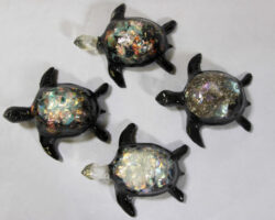 Set of Large Rainbow Precious Mineral Turtle Figurines