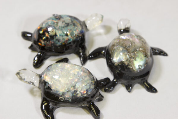 Large Rainbow Precious Mineral Turtle Figurines view from top