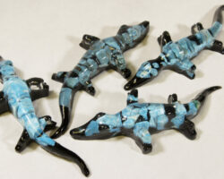 Set of Blue Precious Mineral Alligator Figurines